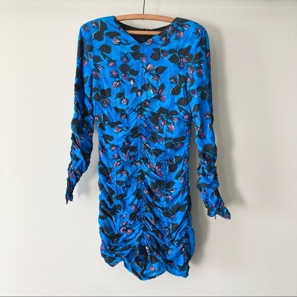 ZARA DRAPED PRINT DRESS Mid-blue 0/8334/4 Size XSmall - Picture 6 of 11